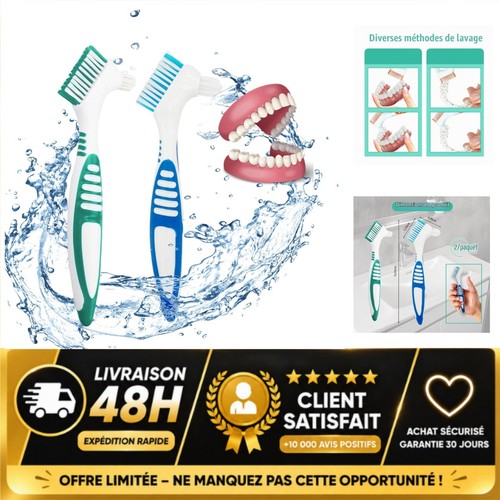 Brosse dentier double tête - brosse,