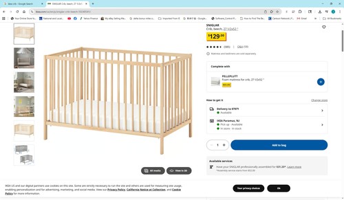 Ikea sniglar crib beech - ikea, in