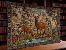 Grand tapis mural ancien français début XXe vintage décoration rétro collection