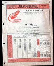 JEUMONT (59) CONSTRUCTION OF COPPER CABLES & ELECTRICAL WIRES / tariff in 1956