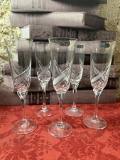 5 Flûtes De Champagne CRISTAL J.G DURAND modèle Florence Signé Au Pied