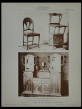MEUBLES ART NOUVEAU, LOUIS SOREL, SIMAS, ENGEL PERRIRAZ - 2 PLANCHES 1901 -