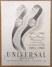 1949 Revue Plaisir de France Antique Advertising Lady Universal Geneva Watch