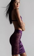 Maison Close Purple Villa Satin Silk Lace Skirt XS New