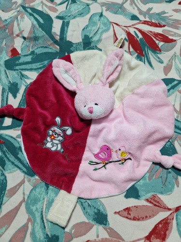 Doudou plat lapin rose rodadou - lapin,