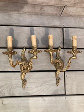 Vintage Bronze Wall Sconces / Antique Pair of Wall Lamps