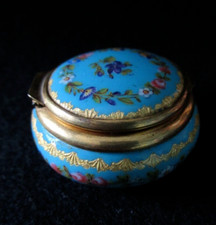 ANCIEN BOITE EMAUX BRESSAN EMAIL métal émaillé PILULIER OLD ENAMELED BOX 38 mm