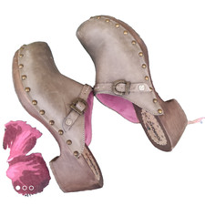 kickers sabots cuir et bois