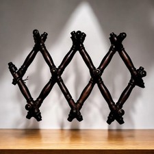Porte-Manteaux Vintage Accordéon en Bois Massif - Charme Rétro