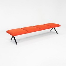 2020s Ichiro Iwasaki for Arper Four Seat Kiik Bench Upholstered in Orange Fabric