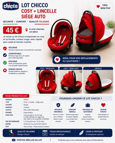 Chicco lot cosy siège - , auto