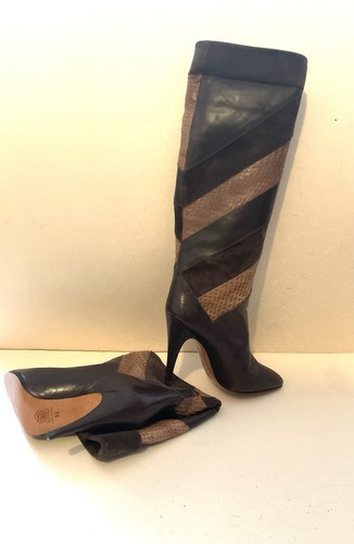 Bottes cuir python et daim - en,