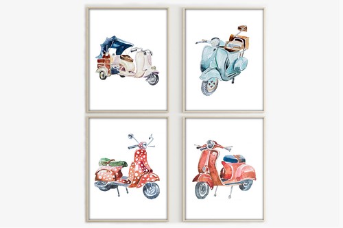 Affiche murale vespa vintage - affiche,