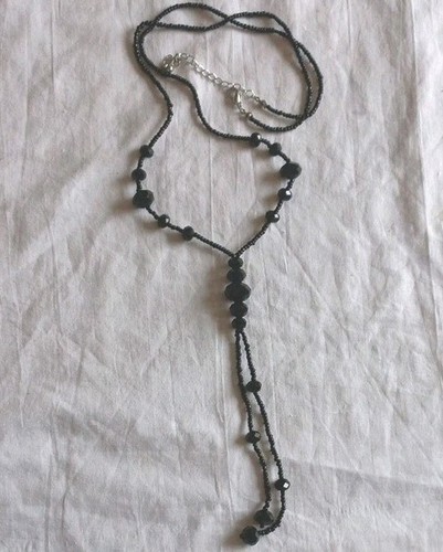 Collier perles noir pendentif - noir,,
