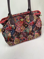 OILILY Pink Floral Paisley Print Shoulder Bag Purse Bright Travel Pockets