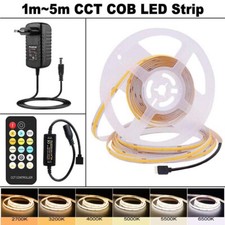 Ruban LED COB CCT Bande Lumineuse 2700K~6500K RF Télécommande Alimentation Kit