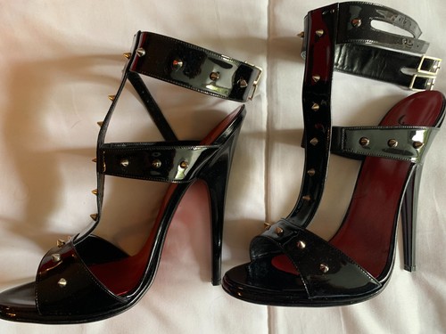 Black patent leather sandals