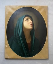Vierge au voile bleu, huile sur toile, tableau religieux ancien, peinture, XIXe