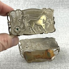 800 Silver Napkin Rings Chariot & Rider Egyptian Revival