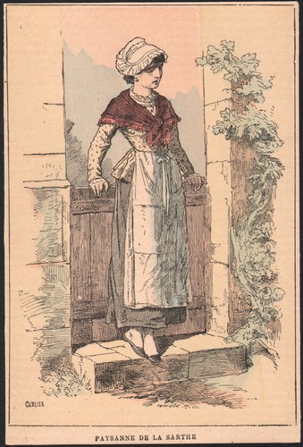 Ancienne gravure aquarellée