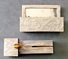 Porte rouge a lèvre en argent 800 avec miroir de poche de collection début 20ème