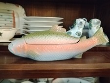 Terrine Poisson, Truite ? Saumon ? Vintage Caugant Rare