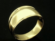 R026 Genuine 9K, 10K,18K Yellow, White or Rose Gold Ridged DOMED Wide Band Ring
