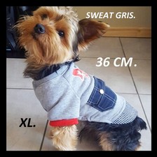 Pull/sweat gris pour chien T: 36 cm