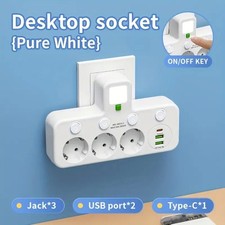 Multiprise USB Type-C 3 Prises avec Interrupteurs Indépendants & Veilleuse -...