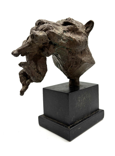 Vintage lion with cub - lion, bronze