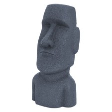 Statue Île de Pâques Moai Rapa Nui figure déco sculpture jardin tête 53,5cm gris