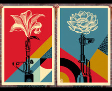 Shepard Fairey (OBEY) - AK47 Lotus & AR15 Lily - 2 Prints Set - SIGNED - 2024/25