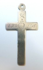 Belle Croix argent  coeur  19e s normand régional  1895 silver cross heart 6 cm