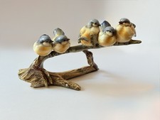 Vintage Tay Hand-painted Bluebirds On Branch Porcelain Sculpture Made In Italy