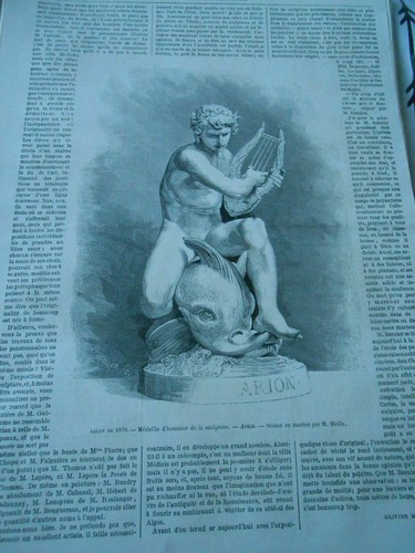 Gravure 1870 arion statue en - gravure,