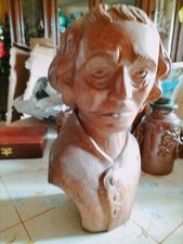 BEAUTIFUL LARGE OAK BUST signed SCPTURE / showcase object antique materials