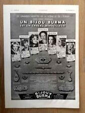 Publicité de 1937 - Bijou BURMA cinéma français vedettes + AGA cuisinière - 1981