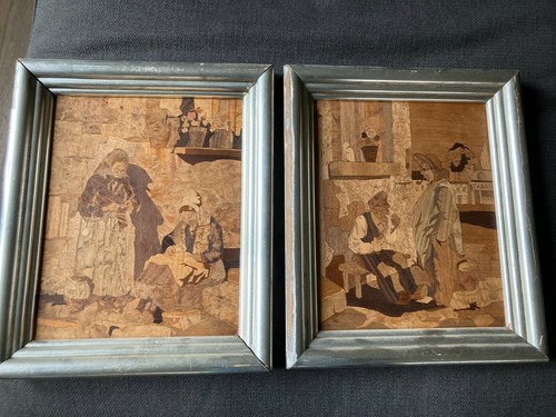 Paire panneaux marqueterie - de,