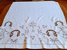 Early 20th Century Embroidered Cotton Curtain -123cm x 114cm
