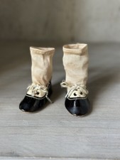 Oxford shoes white black for antique doll and socks
