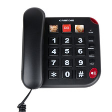 Grundig Téléphone Fixe Senior – Grandes Touches, Bouton SOS et Mémoires Photo – 
