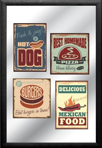 Pizza hot dog burger - hot, miroir