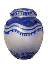 ART GLASS ETCHED JET DE SABLE SCAILMONT CHARLES CATTEAU VASE NO KERAMIS BOCH