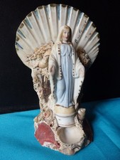 SUJET EN COQUILLAGE BENITIER AVEC VIERGE EN PORCELAINE BOULOGNE SUR MER