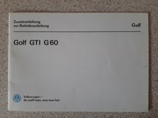 VW Golf GTI G60 Booklet Owners Manual