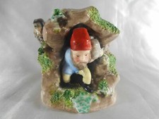 FIGURE GNOME / ELF DAND A CAVE & OWLS ENGLISH PORCELAIN BLUE ANCHOR