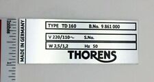 Custom Thorens TD 160 Turntable Identification plate