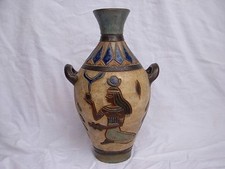 VINTAGE BELGIUM ,BOUFFIOULX,STONEWARE VASE,SIGNED DUBOIS.