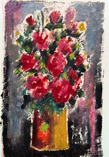 Beau tableau moderne nature morte  carte de voeux Chauffeuse Tony Agostini 1958