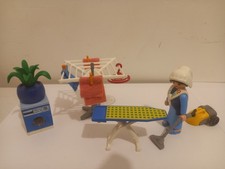 Playmobil laundry table iron clothes rack washing machine vacuum house cleaning